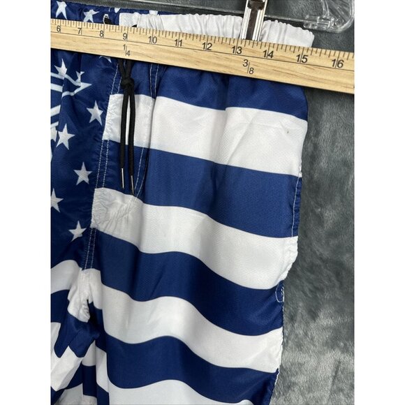 Mens USA Shorts Stars & Stripes Navy Blue & White Medium Swim Trunks Casual - Picture 8 of 15